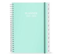 Agenda 2025-2026, da luglio 2025 a giugno 2026, 15,9 x 21 cm, 12 linguette mensili, 14 pagine per appunti, tasca interna, copertina flessibile con rilegatura a doppio filo, planner 2025-2026, foglia