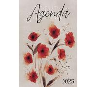 Agenda 2025: Amapolas | Planificador semanal (una semana por dos páginas) | Tamaño compacto A6 | 10x15 cm | Planificación vertical por columnas | Organizador de bolsillo con horario