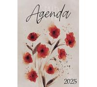 Agenda 2025: Amapolas | Planificador semanal XL - Semana vista | Tamaño A4 | 21x29,7 cm | Planificación horizontal por líneas | Organizador práctico | Grande | Cuaderno