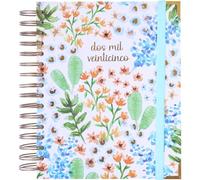 Agenda 2025 da gennaio a dicembre - A5 (16,5 x 20,5 cm), giorno pagina, organizzatore annuale, spagnolo e inglese, indice laterale con ogni mese, chiusura ad anelli doppio filo - Takenote Emma