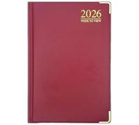 Agenda 2025 imbottita, formato A4, A5, A6, visualizzazione settimanale, per tutto l'anno, da scrivania, con bordo in metallo (A4, rosso)