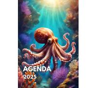 Agenda 2025: Planificateur Journalier Février 2025 à Janvier 2026 (2 jours par page) | Pieuvre Marine, Océan | A5