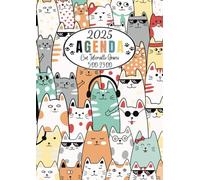 Agenda 2025: Planner Settimanale in Formato Grande A4 con Vista Verticale 1 Settimana su 2 Pagine con Orari 5:00-23:00, gatto