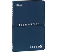COMIX U YOUNIVERCITY - Agenda Settimanale 2026-2027, Diario 13 Mesi, con Copertina Morbida in PU, Elastico, 224 Pagine, Ideale per l'università 11,8x18cm, Blu