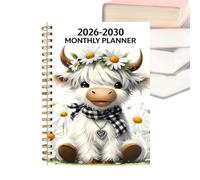 Agenda 2026-2030 Quaderno con calendario mensile e simpatica che scrive | Quaderno di lavoro a formato 20,8x14 cm per obiettivi, orari, studenti, amanti degli animali, casa