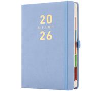 Agenda 2026 A5 giornaliera, copertina rigida, portapenne, Blu, planner