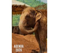 Agenda 2026: Elephant - Semainier et Mensuel de Janvier à Décembre 2026 | Idéal pour Les Étudiants, Professionnels et Particuliers | Calendrier, Liste de Contacts, Notes - Petit Format de Poche