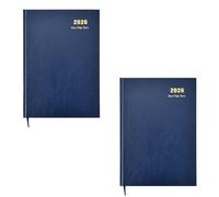 Agenda 2026, formato A4, un giorno per pagina, copertina rigida e nastro segnalibro, per affari, ufficio, casa, viaggi, organizzazione, appuntamenti, colore blu, confezione da 2