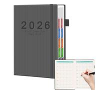 Agenda 2026, formato A5, con linguette per organizzazione, copertina rigida con layout mensile settimanale, lista delle cose da e tracciare appuntamenti, per casa, scuola, ufficio, aula, riunioni