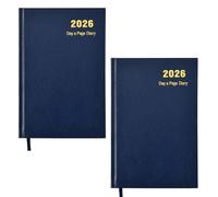 Agenda 2026, formato A5, un giorno per pagina, copertina rigida e nastro segnalibro, planner annuale per affari, ufficio, casa, viaggi, organizzazione, appuntamenti (colore blu, confezione da 2)