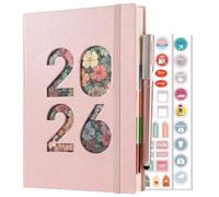 Agenda 2026, formato A5, una pagina al giorno, un giorno per pagina, diario accademico A5 da gennaio 2026 a dicembre 2026, agenda giornaliera con copertina rigida, con penna, linguette mensili, tasca