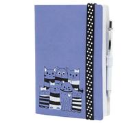 Agenda 2026 Giornaliera Cat's Life Gatto 12x17 cm viola a Blocco fisso con chiusura con elastico e penna + penna a scatto e segnalibro