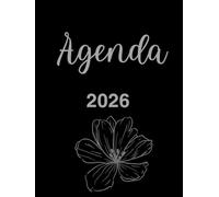 Agenda 2026 Grande Diseño blanco y negro de enero a diciembre 8.5x11¨