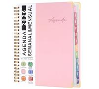 Agenda 2026 in Spagnolo: Planner Annuale e Settimanale con Linguette Colorate, Festività e Copertina Rigida per Studenti, Professionisti e Famiglie (Rosa, Gennaio - Dicembre 2026)