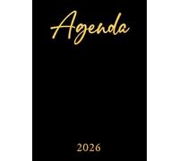 Agenda 2026: Noir & Or | Semainier (une semaine sur deux pages) | Format A5 | 15x21 cm | Planning hebdomadaire avec les heures | Weekly planner