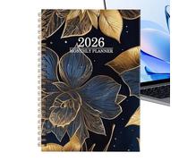 Agenda 2026, organizer floreale mensile e settimanale con grandi quadrati per data per una facile pianificazione, elegante quaderno per studi accademici, ufficio, lavoro, insegnanti, studenti