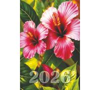 Agenda 2026 Semainier : Exotique Fleurs d'hibiscus roses: Semaine en double page - Planning vertical avec horaires - Notes & to do list - Planificateur mensuel - Proche format A5 - Femme