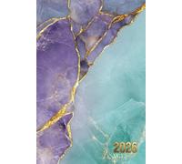 Agenda 2026 Semainier: Planificateur hebdomadaire - 2 Pages par Semaine | 12 Mois De Janvier À Décembre | Couverture Marbre Violet Or Vert émeraude