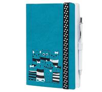 Agenda 2026 Settimanale Cat's Life Gatto 10x15 cm Celeste a Blocco fisso con chiusura ad elastico e penna + penna a scatto e segnalibro