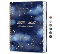 Agenda 2026, settimanale e mensile da donna, da gennaio 2026 a dicembre 2026, copertina rigida, con linguette, tasca interna, rilegatura a spirale, perfetto per ufficio, casa, scuola, formato A5 (16 x