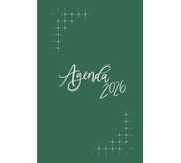 Agenda 2026 Settimanale: Verticale, 12 mesi da Gennaio a Dicembre 2026, la settimana su una doppia pagina, spazi per obiettivi, note, password e contatti. Colore verde