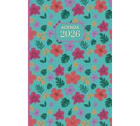 Agenda 2026 Settimanale Verticale: Floreale | 12 Mesi da Gennaio a Dicembre 2026 | Weekly Planner con Orari | Fiori Tropicali Rosa e Blu Ciano