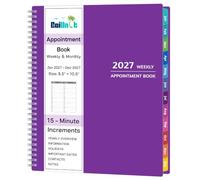 Agenda 2027, da gennaio a dicembre 2027, planner per appuntamenti con diffusione settimanale e mensile, 21,6 x 26,9 cm, grande, incrementi di 15 minuti, agenda giornaliera 2027 con tasche, linguette