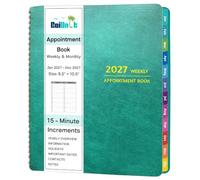 Agenda 2027, da gennaio a dicembre 2027, planner per appuntamenti con diffusione settimanale e mensile, 21,6 x 26,9 cm, grande, incrementi di 15 minuti, agenda giornaliera 2027 con tasche, linguette