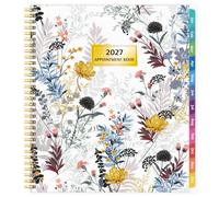 Agenda 2027, da gennaio a dicembre 2027, planner per appuntamenti con diffusione settimanale e mensile, 21,6 x 26,9 cm, grande, incrementi di 15 minuti, agenda giornaliera 2027 con tasche, linguette