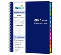 Agenda 2027, da gennaio a dicembre 2027, planner per appuntamenti con diffusione settimanale e mensile, 21,6 x 26,9 cm, grande, incrementi di 15 minuti, agenda giornaliera 2027 con tasche, linguette