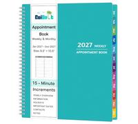 Agenda 2027, da gennaio a dicembre 2027, planner per appuntamenti con diffusione settimanale e mensile, 21,6 x 26,9 cm, grande, incrementi di 15 minuti, agenda giornaliera 2027 con tasche, linguette