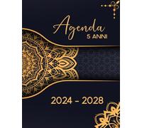 Agenda 5 Anni 2024-2028: Pianificatore Mensile 2024 2028 | 60 Mesi dal 01/01/2024 al 31/12/2028 | 1 Mese su 2 Pagine | Giorni Festivi | Formato Grande A4 | 160 Pagine