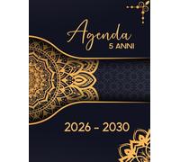 Agenda 5 Anni 2026-2030: Pianificatore Mensile 2026 2030 | 60 Mesi dal 01/01/2026 al 31/12/2030 | 1 Mese su 2 Pagine | Giorni Festivi | Formato Grande A4 | 160 Pagine