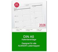 Agenda A5 2026 (1 settimana su 2 pagine), agenda settimanale per tutti i comuni agendari, organizer in pelle, agenda combinata, calendario di ricambio, inserti settimanali, calendario annuale (A5