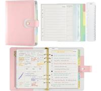 Agenda A5 con raccoglitore ad anelli A5, agenda mensile e lista di cose da fare, righello per segnalibri oggi e borsa economica inclusa, utilizzabile come organizer personale (23.5x18.5 cm) rosa