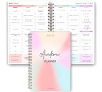Agenda accademica 2025-2026, formato A5, con blocco orario settimanale, con pagine mensili e annuali, copertina morbida al tatto, carta premium da 120 g/m², formato A5, agenda per studenti e