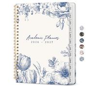 Agenda accademica 2026-2027, organizer mensile e settimanale per anno scolastico, da luglio 2026 a giugno 2027, copertina rigida con linguette, formato A5, 16 x 21,6 cm, ideale per studenti e