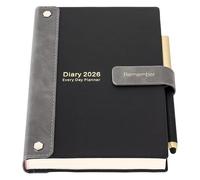 Agenda accademica 2026, agenda 26, formato A5, una pagina al giorno, copertina rigida, agenda annuale, da gennaio a dicembre 2026, con penna, adesivi, tasca interna (nero 2026, A5)