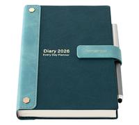 Agenda accademica 2026, agenda 26, formato A5, una pagina al giorno, copertina rigida, agenda annuale, da gennaio a dicembre 2026, con penna, adesivi, tasca interna (verde 2026, A5)