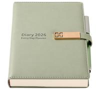 Agenda accademica 2026, formato A5, pagina un giorno da gennaio 2026 a dicembre 2026, agenda giornaliera mensile con linguette mensili colorate, penna, passante per penna e tasca interna, segnalibri