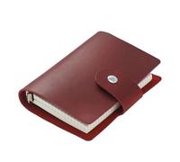 Agenda ad anelli in pelle formato A8, mini quaderno con in argento da 15 mm, diario organizer retrò, blocco note per uomini, donne, scuola, ufficio e lavoro(Red-A8)