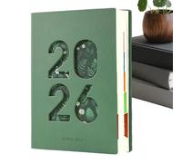 Agenda annuale 2026, quaderno A5 in pelle PU spessa con linguette, agenda mensile per programmi, pianificazione accademica, casa, ufficio, scuola, viaggi