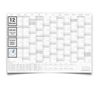 Agenda annuale 2026 XXL da parete DIN A0 - 12 mesi a colpo d'occhio, grigio 84 x 118 cm, grande agenda da parete piegata, calendario annuale su carta da 135 g, in lingua tedesca