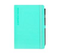 Agenda compatibile con Comix mini 2026, 12 mesi, settimanale Week con Matita, Chiusura Con Elastico e Segnalibro, Matita Inclusa, cm 11x15h verde acqua + penna a scatto e segnalibro
