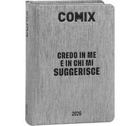 Agenda Compatibile con Diario Comix Grigio Metal 2024/2025 Datato 16 Mesi Agenda Mignon 14x10 cm + Omaggio Penna Colorata