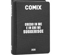 Agenda Compatibile con Diario Comix Nero 2024/2025 Datato 16 Mesi Agenda Mignon 14x10 cm + Omaggio Penna Colorata