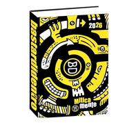 Agenda compatibile con diario scuola Bastardidentro miticamente Fluo arancione nero 2025-2026 f.to Standard 18x14 cm + Omaggio portachiave Fischietto + Penna colorata