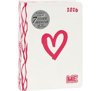 Agenda compatibile con DIARIO SCUOLA Me Evolution Edizione Speciale Cuore Rosa bianco 2025-2026 datato + omaggio portachiave paillettes e penna colorata