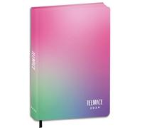 Agenda compatibile con diario scuola Teenace Special PU Rosa verde acqua Viola sfumato 2025-2026 F.to standard 14 x 3,5 x 18 cm + omaggio portachiave con paillettes e penna multicolore