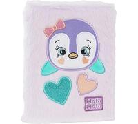 Agenda compatibile con scuola diario Mofu Mofu Lilla Viola pinguino Copertina in Plush 2025-2026 F.to Standard 13 x 18,5H cm + portachiave paillettes e penna multicolore